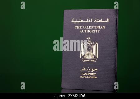 Gaziantep, Turkiye. 20 juillet 2024. Le passeport et le document de voyage de l'Autorité palestinienne. Palestiniens résidant en Cisjordanie et dans la bande de Gaza Banque D'Images