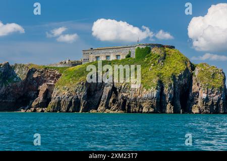 Époque napoléonienne île Sainte Catherine et fort à la ville balnéaire galloise de Tenby Banque D'Images