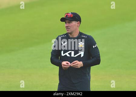 Londres, Royaume-Uni. 25 juillet 2024. Rory Burns dans le rôle de Surrey affronte Yorkshire lors de la Metro Bank One-Day Cup au Kia Oval. Crédit : David Rowe/Alamy Live News Banque D'Images