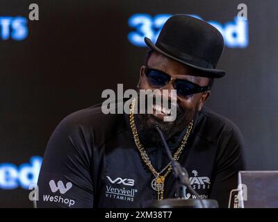 Derek Chisora lors de la conférence de presse à l'O2 Intercontinental Hotel, Londres. Date de la photo : jeudi 25 juillet 2024. Banque D'Images