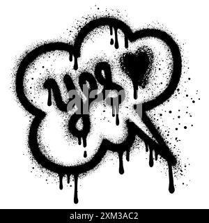 Icône de bulle de discours Graffiti peint au pistolet avec le mot oui. Symbole de bulle graffiti avec pulvérisation en noir sur blanc. Illustration vectorielle Illustration de Vecteur