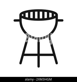 Icône de barbecue Grill vecteur d'art de ligne noire en noir et blanc contour set signe de collection Illustration de Vecteur