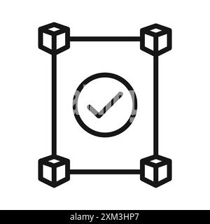 Icône de technologie blockchain vecteur d'art de ligne noire en noir et blanc contour set signe de collection Illustration de Vecteur