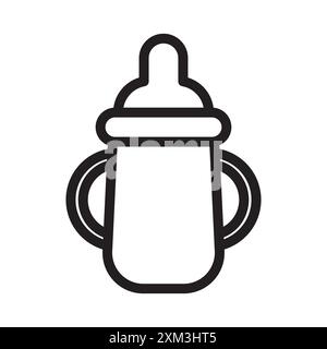 Baby Sippy icône vecteur d'art de ligne noire en noir et blanc contour set signe de collection Illustration de Vecteur