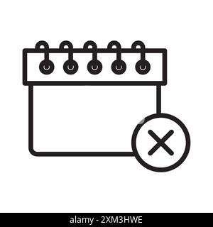 Icône d'annulation d'événement vecteur d'art de ligne noire en noir et blanc contour définir le signe de collection Illustration de Vecteur