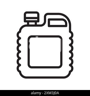Canister d'icône d'huile moteur vecteur d'art de ligne noire en noir et blanc contour set signe de collection Illustration de Vecteur