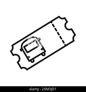 Icône de billet d'autobus vecteur d'art de ligne noire en noir et blanc contour set signe de collection Illustration de Vecteur