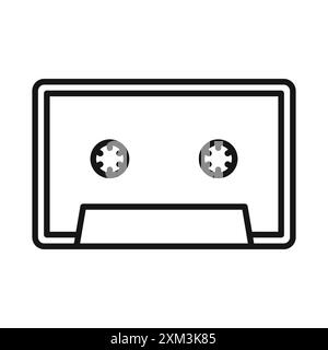 Icône de bande de cassette vecteur d'art de ligne noire en noir et blanc contour set signe de collection Illustration de Vecteur