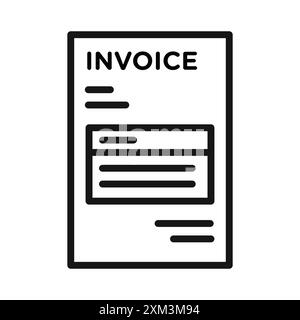 Icône de facture vecteur d'art de ligne noire en noir et blanc contour set signe de collection Illustration de Vecteur
