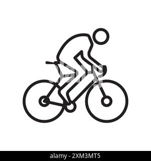 Homme sur l'icône de vélo vecteur d'art de ligne noire dans le signe de collection de set de contour noir et blanc Illustration de Vecteur