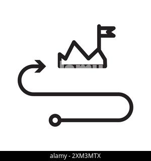 Icône de chemin de mission vecteur d'art de ligne noire dans le signe de collection d'ensemble de contour noir et blanc Illustration de Vecteur