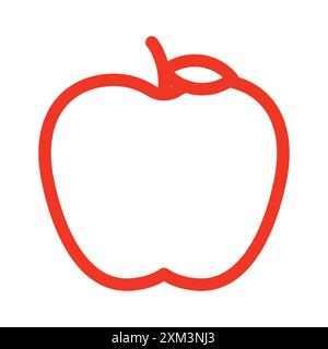 Icône de pomme rouge vecteur d'art de ligne noire en noir et blanc contour set signe de collection Illustration de Vecteur