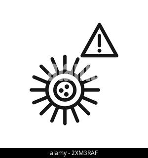 Icône d'alerte d'avertissement de virus vecteur d'art de ligne noire en noir et blanc contour set signe de collection Illustration de Vecteur