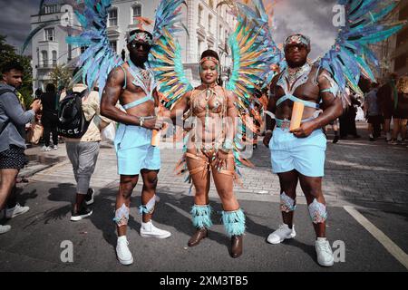 Artistes noirs au Carnaval de Notting Hill à Londres, Royaume-Uni Banque D'Images