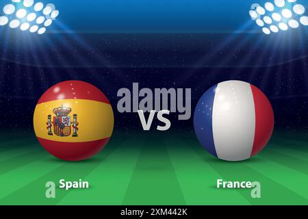 Espagne vs France. Modèle graphique de diffusion du tableau de bord du football Illustration de Vecteur