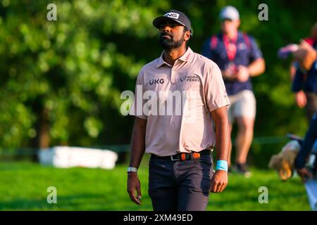 Blaine, Minnesota, États-Unis. 25 juillet 2024. SAHITH THEEGALA se penche sur le PGA 3M Open 2024 à TPC Twin Cities le 25 juillet 2024. (Crédit image : © Steven Garcia/ZUMA Press Wire) USAGE ÉDITORIAL SEULEMENT! Non destiné à UN USAGE commercial ! Banque D'Images