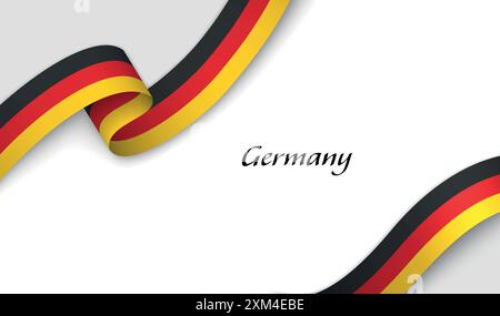 Ruban incurvé avec drapeau de l'Allemagne sur fond blanc avec copyspace Illustration de Vecteur