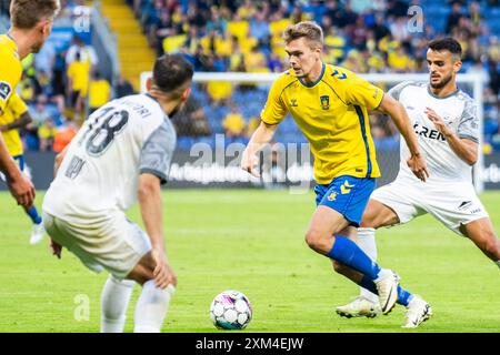 Broendby, Danemark. 25 juillet 2024. Match de Conference League où Broendby accueille KF Llapi en qualification pour la Conference League à Broendby jeudi 25 juillet 2024. (Photo : Martin Sylvest/Ritzau Scanpix 2024) crédit : Ritzau/Alamy Live News Banque D'Images