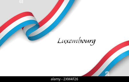 Ruban incurvé avec drapeau de Luxembourg sur fond blanc avec copyspace Illustration de Vecteur