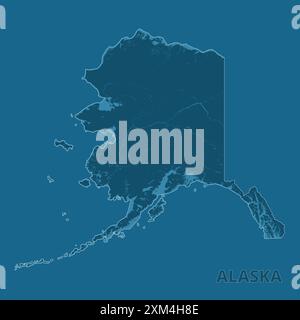 Alaska, États-Unis affiche de la carte de plan artistique Illustration de Vecteur
