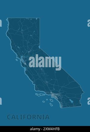 Californie, États-Unis affiche de carte de plan artistique Illustration de Vecteur
