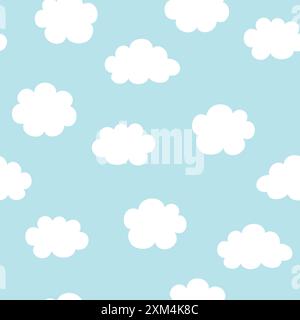 Motif sans couture avec nuages. Illustration vectorielle sur fond bleu. Illustration de Vecteur