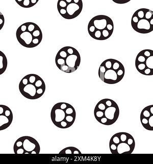 Motif sans couture d'impression de patte d'animal de compagnie. Illustration vectorielle avec patte de chat ou de chien sur fond blanc. Illustration de Vecteur
