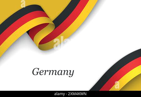 Ruban incurvé avec drapeau de l'Allemagne sur fond blanc avec copyspace Illustration de Vecteur