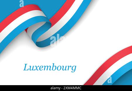 Ruban incurvé avec drapeau de Luxembourg sur fond blanc avec copyspace Illustration de Vecteur