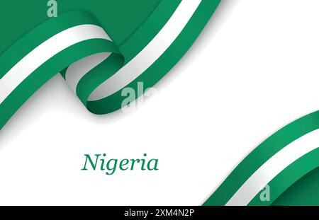 Ruban incurvé avec drapeau du Nigeria sur fond blanc avec copyspace Illustration de Vecteur