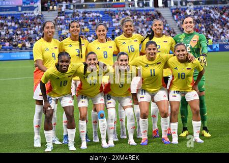 Decines Charpieu, France. 25 juillet 2024. Équipe de Colombie, Football, Groupe féminin A entre la France et la Colombie lors des Jeux Olympiques de Paris 2024 le 25 juillet 2024 au stade Groupama de Decines-Charpieu près de Lyon - photo Frédéric Chambert/Panoramic/DPPI Media Credit : DPPI Media/Alamy Live News Banque D'Images