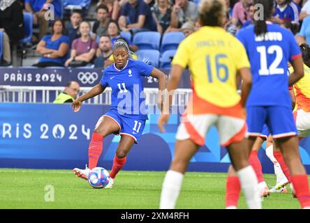 Decines Charpieu, France. 25 juillet 2024. Kadidiatou Diani (France), Football, Groupe féminin A entre la France et la Colombie lors des Jeux Olympiques de Paris 2024 le 25 juillet 2024 au stade Groupama de Decines-Charpieu près de Lyon - photo Frédéric Chambert/Panoramic/DPPI Media Credit : DPPI Media/Alamy Live News Banque D'Images