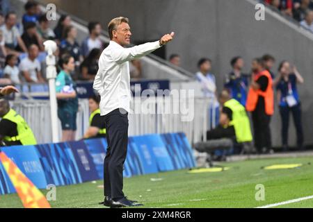 Decines Charpieu, France. 25 juillet 2024. Entraîneur-chef Herve Renard de France, Football, Groupe féminin A entre la France et la Colombie lors des Jeux Olympiques de Paris 2024 le 25 juillet 2024 au stade Groupama de Decines-Charpieu près de Lyon - photo Frédéric Chambert/Panoramic/DPPI Media Credit : DPPI Media/Alamy Live News Banque D'Images