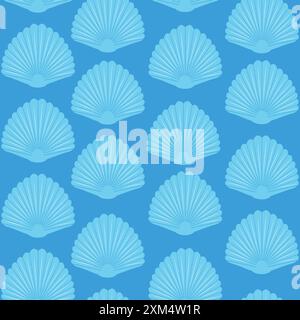 Beau motif Seashells bleu sans couture sur fond sombre. Pour l'impression estivale, textile et tissu Illustration de Vecteur