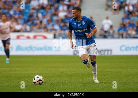 Poznan, Pologne. 21 juillet 2024. Kristoffer Velde (Lech Poznan) en action lors du match PKO BP Ekstraklasa entre les équipes de Lech Poznan et Gornik Zabrze au stade Enea. Lech Poznan vs Gornik Zabrze (score final 2:0) (photo Maciej Rogowski/SOPA images/Sipa USA) crédit : Sipa USA/Alamy Live News Banque D'Images