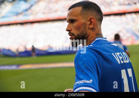 Poznan, Pologne. 21 juillet 2024. Kristoffer Velde (Lech Poznan) vu lors du match PKO BP Ekstraklasa entre les équipes de Lech Poznan et Gornik Zabrze au stade Enea. Lech Poznan vs Gornik Zabrze (score final 2:0) (photo Maciej Rogowski/SOPA images/Sipa USA) crédit : Sipa USA/Alamy Live News Banque D'Images