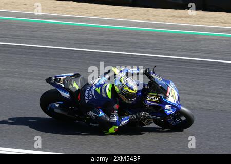 Ryan Vickers - OMG Grilla Racing Yamaha - Rider numéro 7 sur Yamaha lors de la manche British Superbikes (BSB) 2024 à Brands Hatch en juillet 2024 Banque D'Images