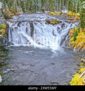 Lewis falls sur la rivière Lewis à l'automne dans le parc national de Yellowstone, Wyoming Banque D'Images