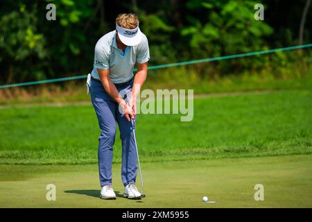 Blaine, Minnesota, États-Unis. 25 juillet 2024. TYSON ALEXANDER a lancé au trou 15 lors de l'Open PGA 3M 2024 à TPC Twin Cities le 25 juillet 2024. (Crédit image : © Steven Garcia/ZUMA Press Wire) USAGE ÉDITORIAL SEULEMENT! Non destiné à UN USAGE commercial ! Banque D'Images