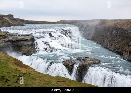 Cascade Gullfoss en été, cercle d'or, Islande Banque D'Images