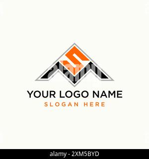 Conception de logo concept graphique créatif premium vecteur stock lettre initiale SM ou MS police badge haut vers le bas triangle. Marquage de typographie monogramme associé Illustration de Vecteur