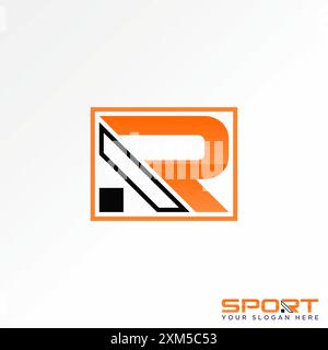 Conception de logo concept graphique abstrait créatif premium vecteur stock initial R font ligne de coupe Sport League Game. Marquage de typographie monogramme associé Illustration de Vecteur