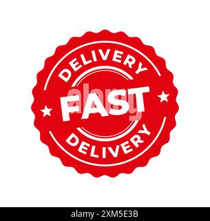 Cadre de timbre rouge circulaire à livraison rapide isolé sur blanc. Illustration vectorielle Illustration de Vecteur