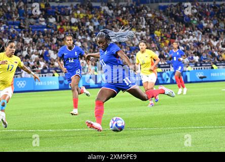 Decines Charpieu, France. 25 juillet 2024. Kadidiatou Diani (France), Football, Groupe féminin A entre la France et la Colombie lors des Jeux Olympiques de Paris 2024 le 25 juillet 2024 au stade Groupama de Decines-Charpieu près de Lyon - photo Frédéric Chambert/Panoramic/DPPI Media Credit : DPPI Media/Alamy Live News Banque D'Images