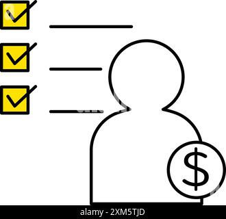 Liste de contrôle des tâches pour augmenter les ventes, icônes commerciales pour les cibles, la réalisation des objectifs et les objectifs, illustration vectorielle Illustration de Vecteur