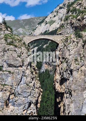 Pont du Châtelet, Saint-Paul sur Ubaye, Ubaye, Alpes de haute Provence, France Banque D'Images