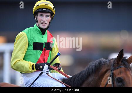 Newbury, Royaume-Uni. 23 juillet 2024. Throubi piloté par Ross Coakley après avoir remporté le Rayner Bosch car Service handicap 8,45 à l'hippodrome de Newbury, au Royaume-Uni. Crédit : Paul Blake/Alamy Live News. Banque D'Images