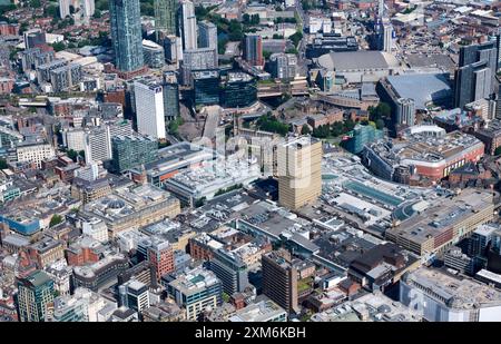 Photographie aérienne du centre de Manchester City, montrant le centre commercial Arndale, au nord-ouest de l'Angleterre, au Royaume-Uni Banque D'Images