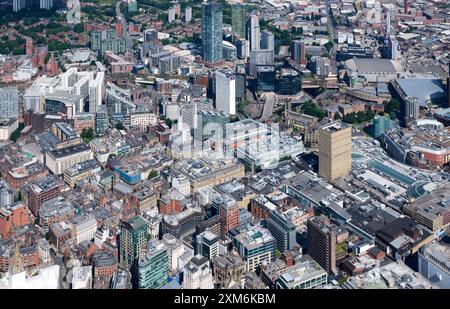 Photographie aérienne du centre de Manchester City, montrant le centre commercial Arndale, au nord-ouest de l'Angleterre, au Royaume-Uni Banque D'Images