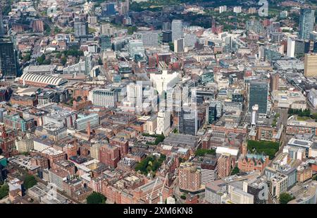 Une photographie aérienne du centre de Manchester City, au nord-ouest de l'Angleterre, au Royaume-Uni Banque D'Images